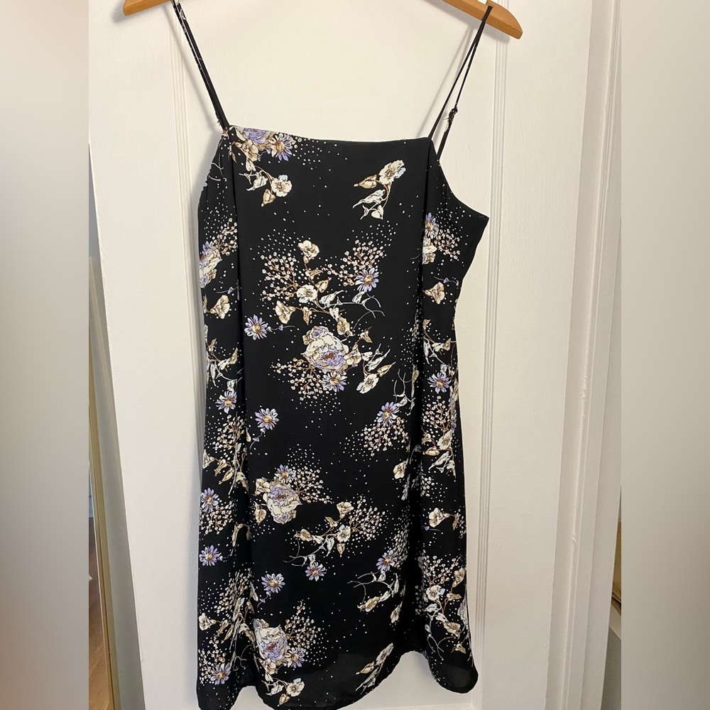 black floral mini dress